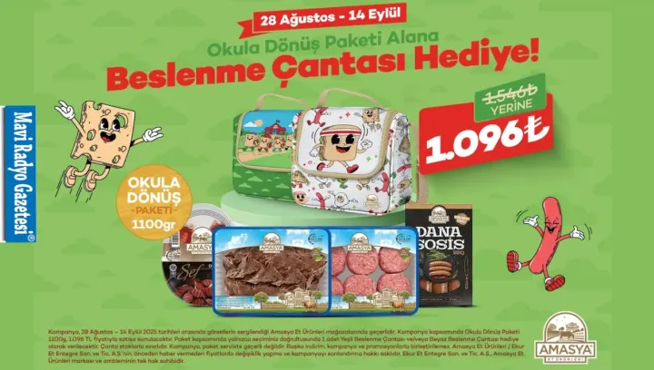 “Amasya Et’ten Okula Dönüş Sürprizi! Beslenme Çantası Hediyeli Özel Paket” 