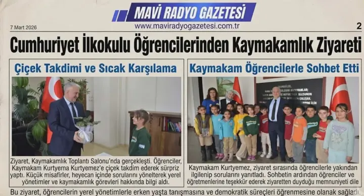 Cumhuriyet İlkokulu Öğrencilerinden Kaymakamlık Ziyareti 