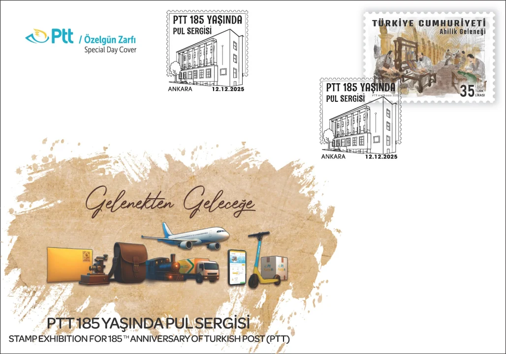 PTT'DEN “PTT 185 YAŞINDA PUL SERGİSİ” KONULU ÖZELGÜN ZARFI 