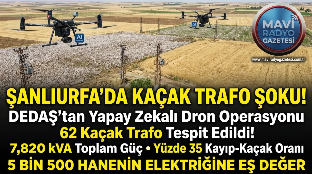 Şanlıurfa'da yapay zekalı dronlarla 62 kaçak trafo tespit edildi